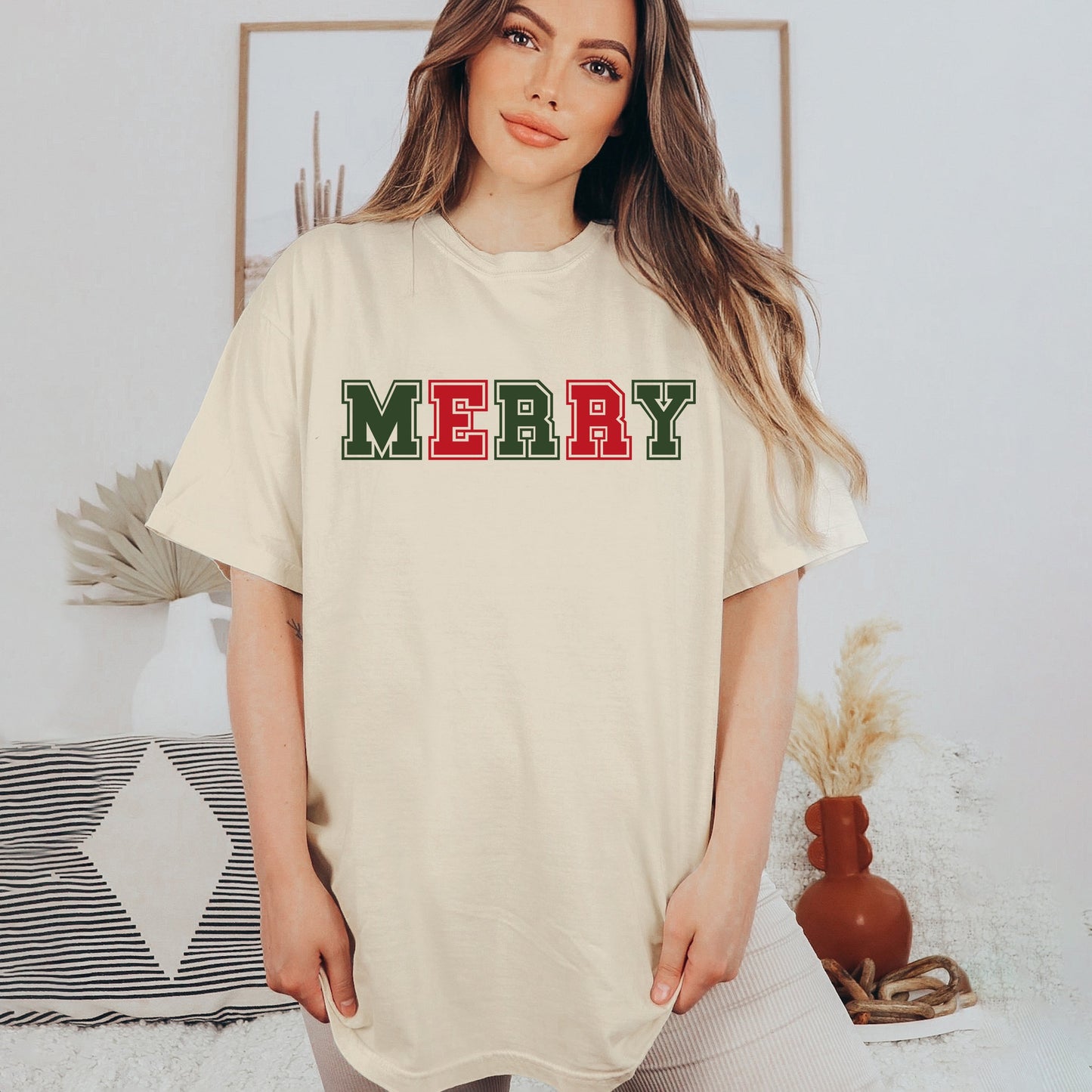 Merry Red And Green Bold  | Garment Dyed Tee