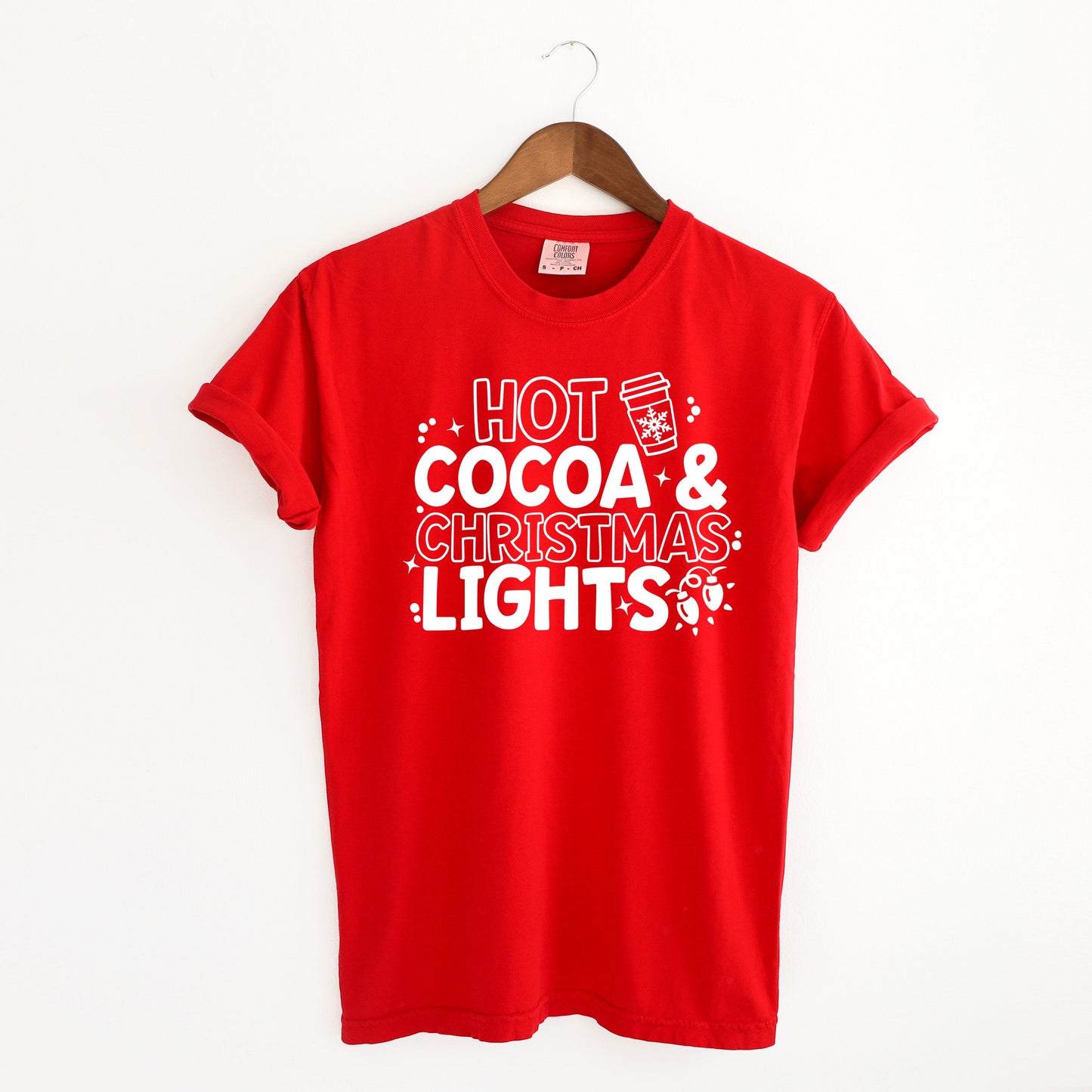 Hot Cocoa an Christmas Lights | Garment Dyed Tee