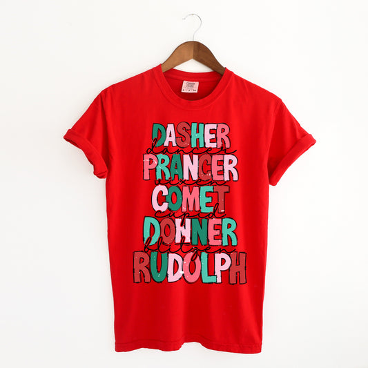 Reindeer Stacked | Garment Dyed Tee