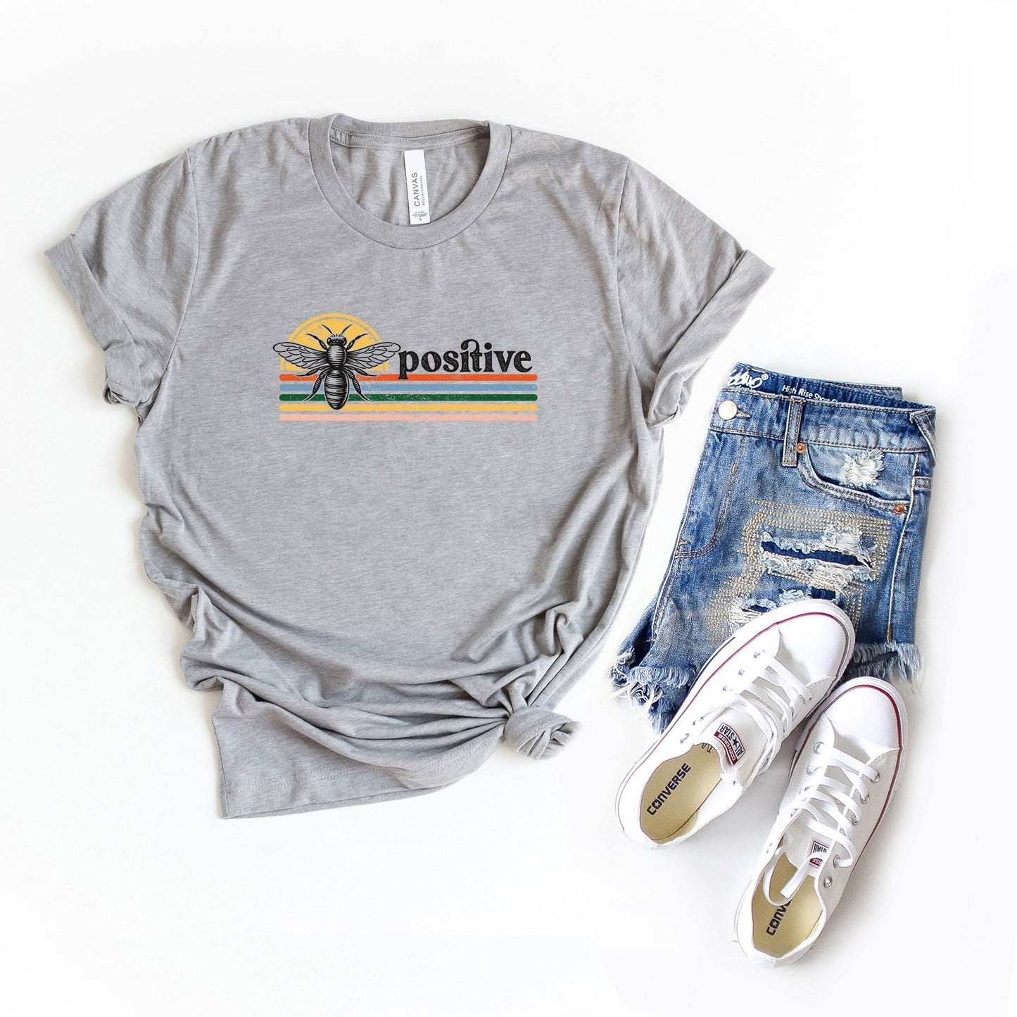 Bee Positive Stripes | Short Sleeve Crew Neck