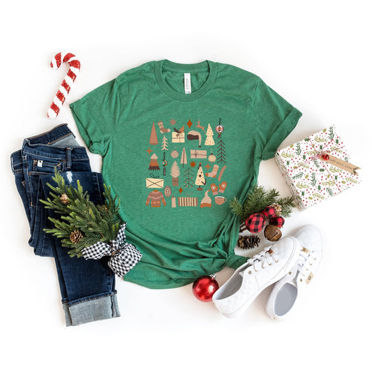 Boho Neutral Christmas Chart | Short Sleeve Crew Neck