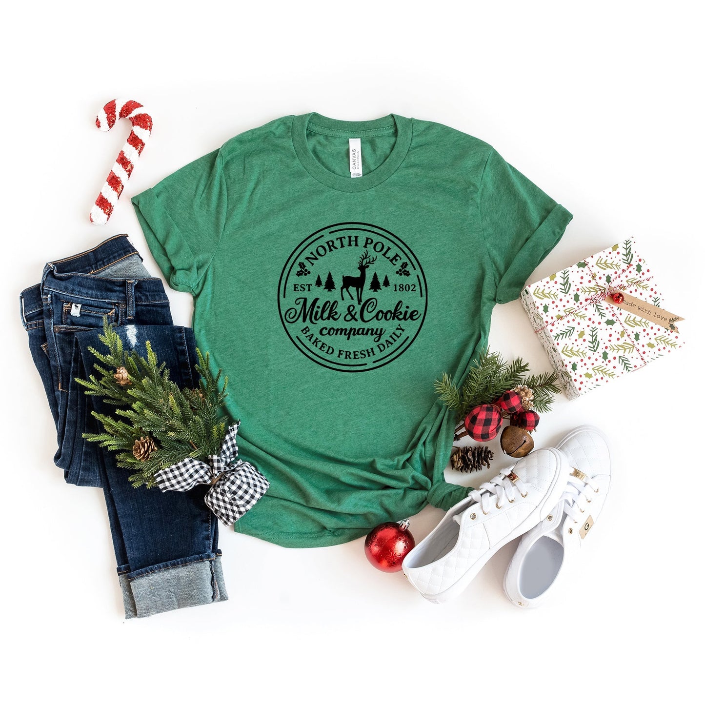 North Pole Milk And Cookie Circle | Short Sleeve Crew Neck
