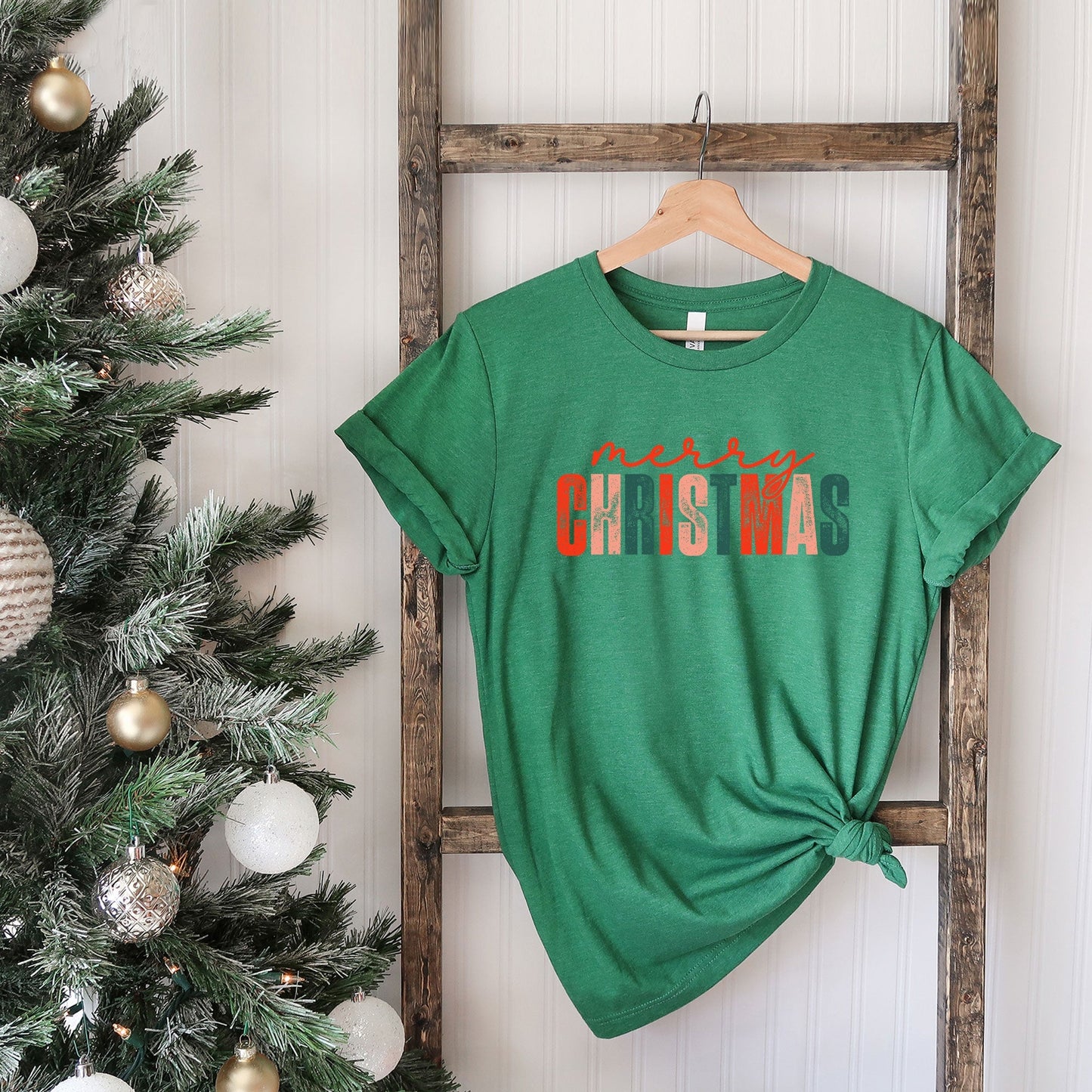 Distressed Merry Christmas | Short Sleeve Crew Neck