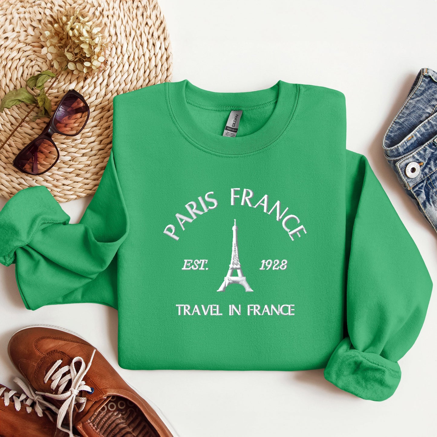 Embroidered Paris France | Sweatshirt