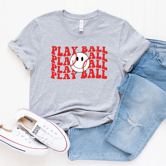 Play Ball Stacked Smiley Face | Short Sleeve Crew Neck
