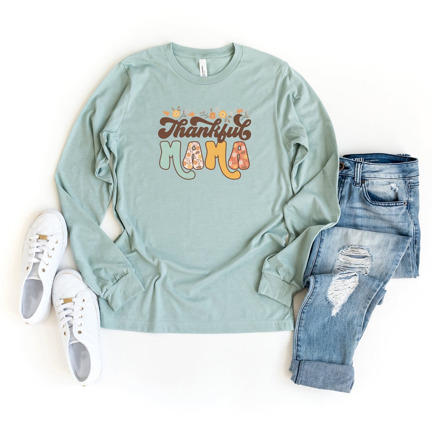 Thankful Mama Floral | Long Sleeve Crew Neck