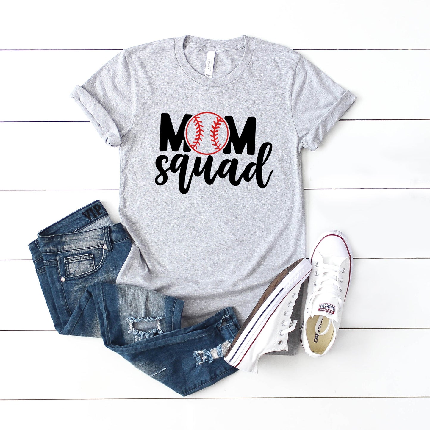 Mom Squad Baseball | Short Sleeve Crew Neck