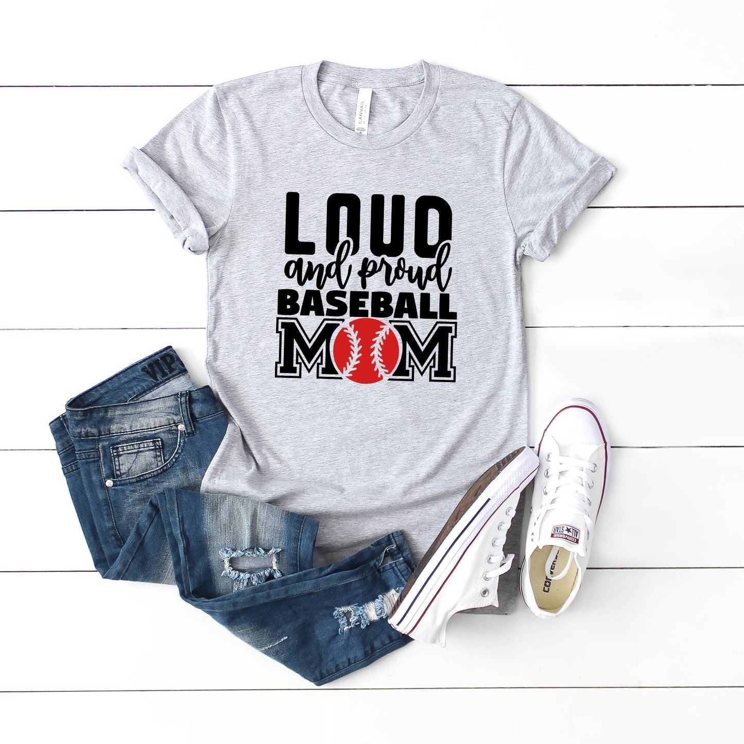 Loud And Proud Baseball Mom | Short Sleeve Crew Neck