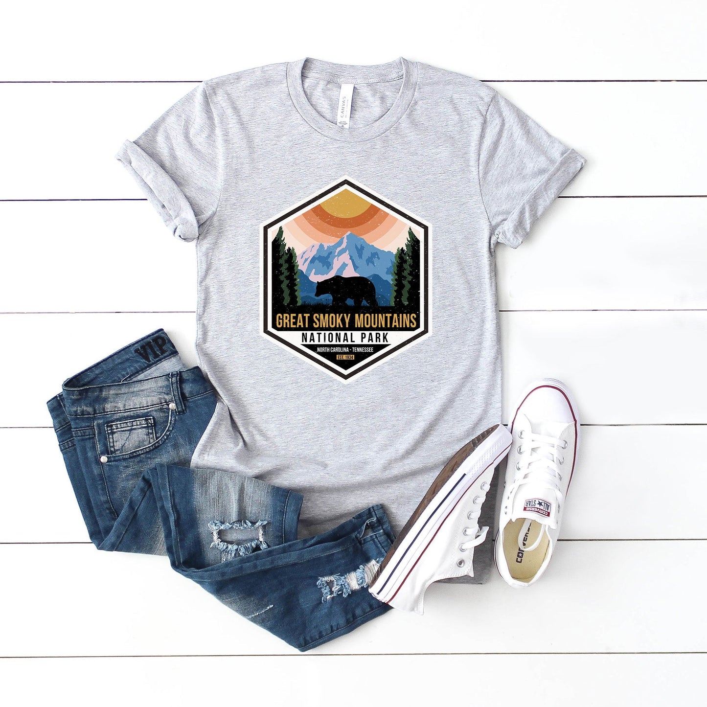 Great Smoky Mountains National Park Badge | Short Sleeve Crew Neck