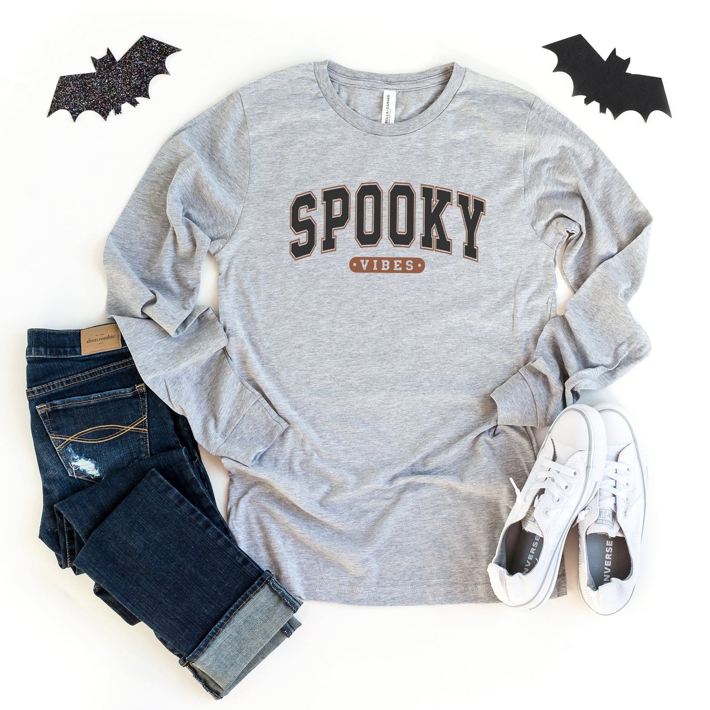 Varsity Spooky Vibes | Long Sleeve Crew Neck
