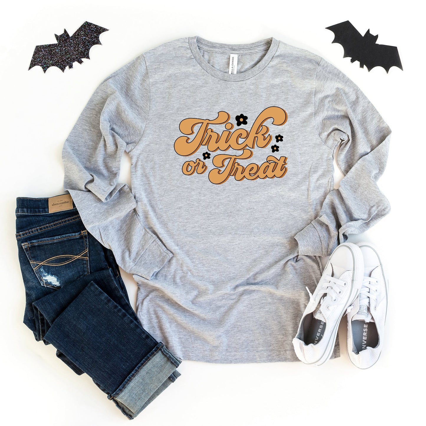 Trick Or Treat Flowers | Long Sleeve Crew Neck