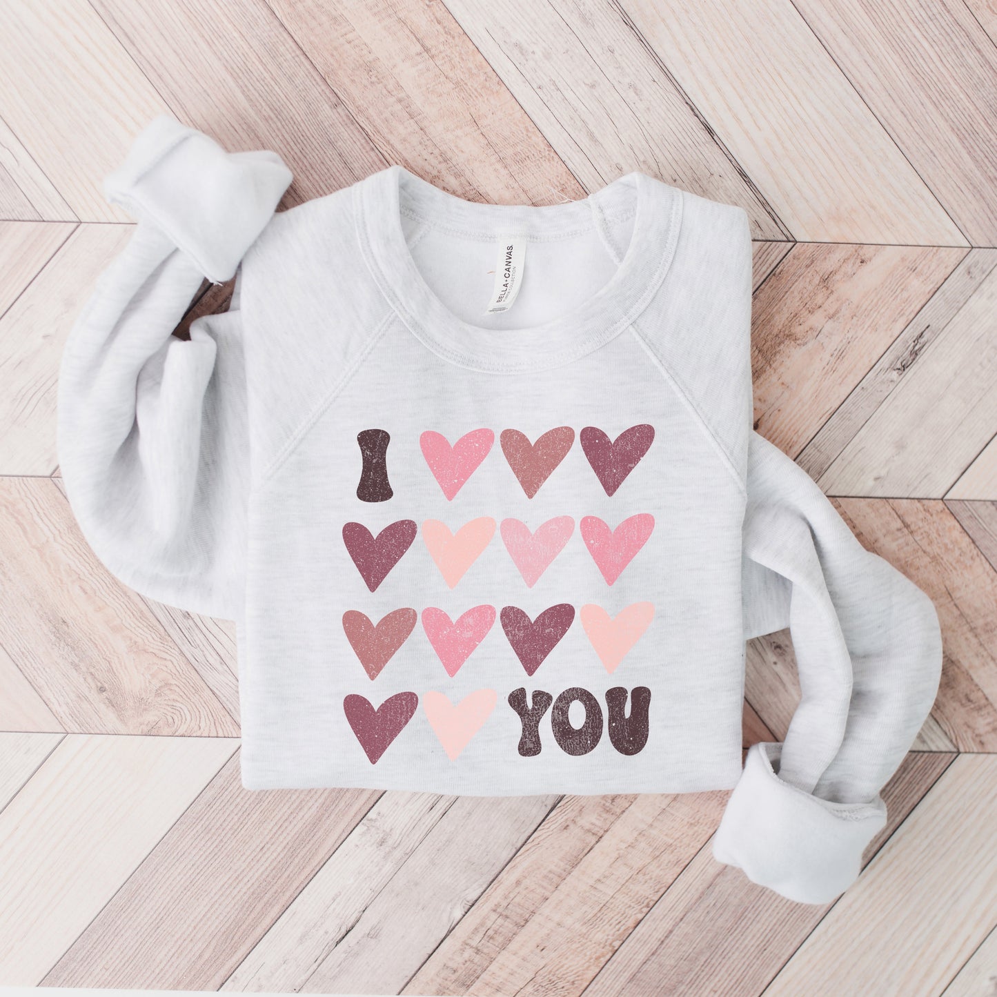 I Heart You Distressed | Bella Canvas Sweatshirt
