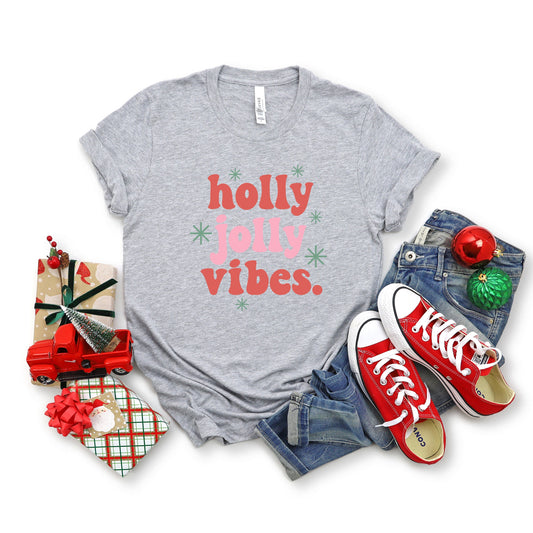 Retro Holly Jolly Vibes | Short Sleeve Crew Neck