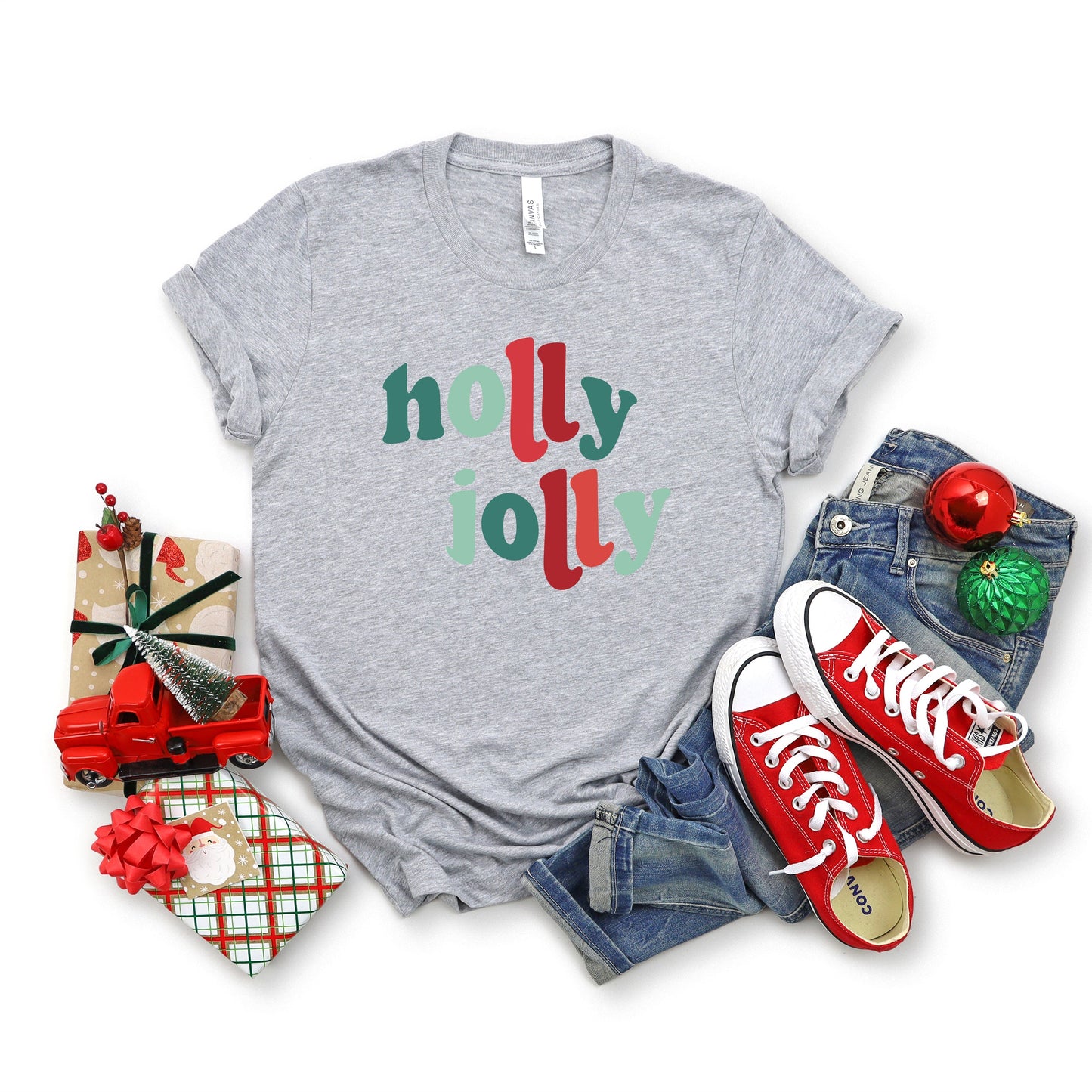 Holly Jolly Colorful | Short Sleeve Crew Neck