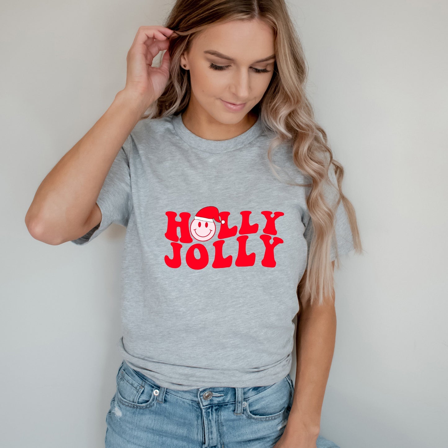Holly Jolly Smiley Face | Short Sleeve Crew Neck