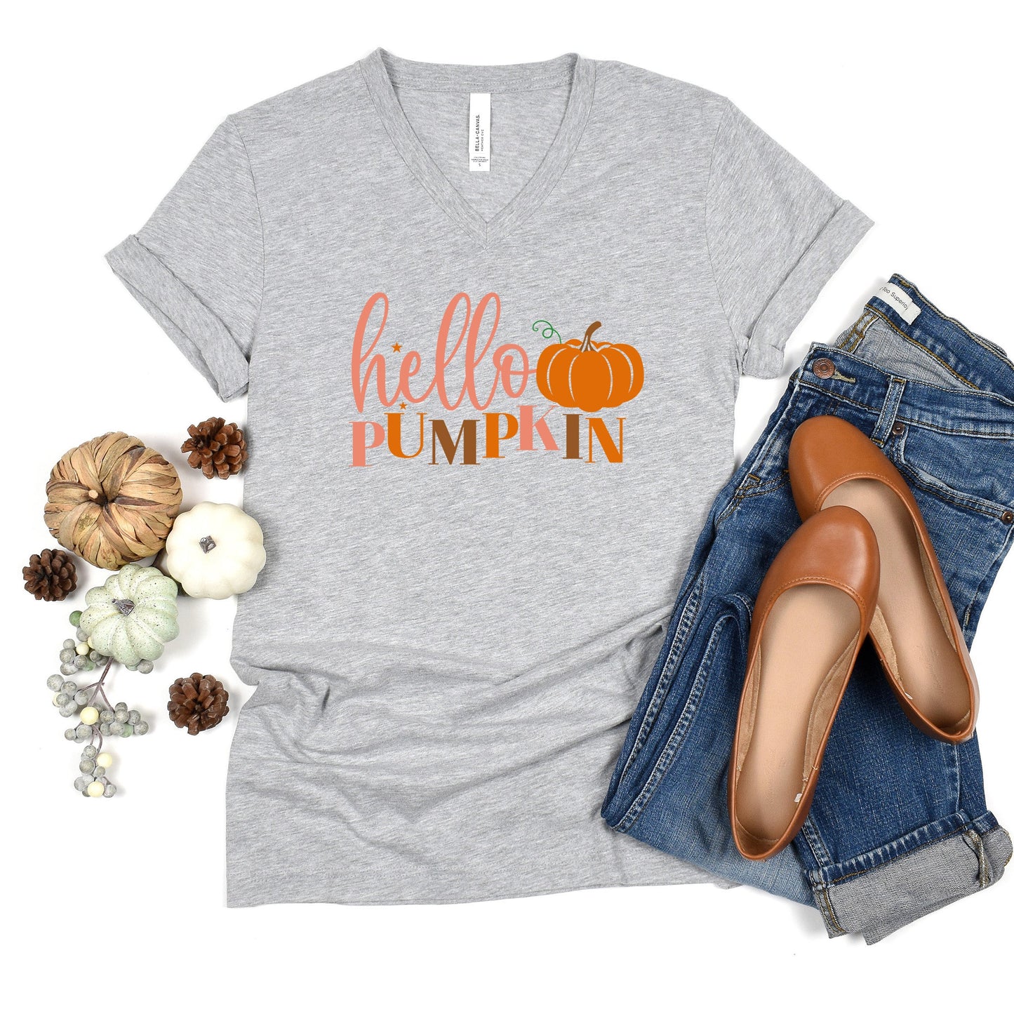 Hello Pumpkin Pumpkin | Short Sleeve V-Neck