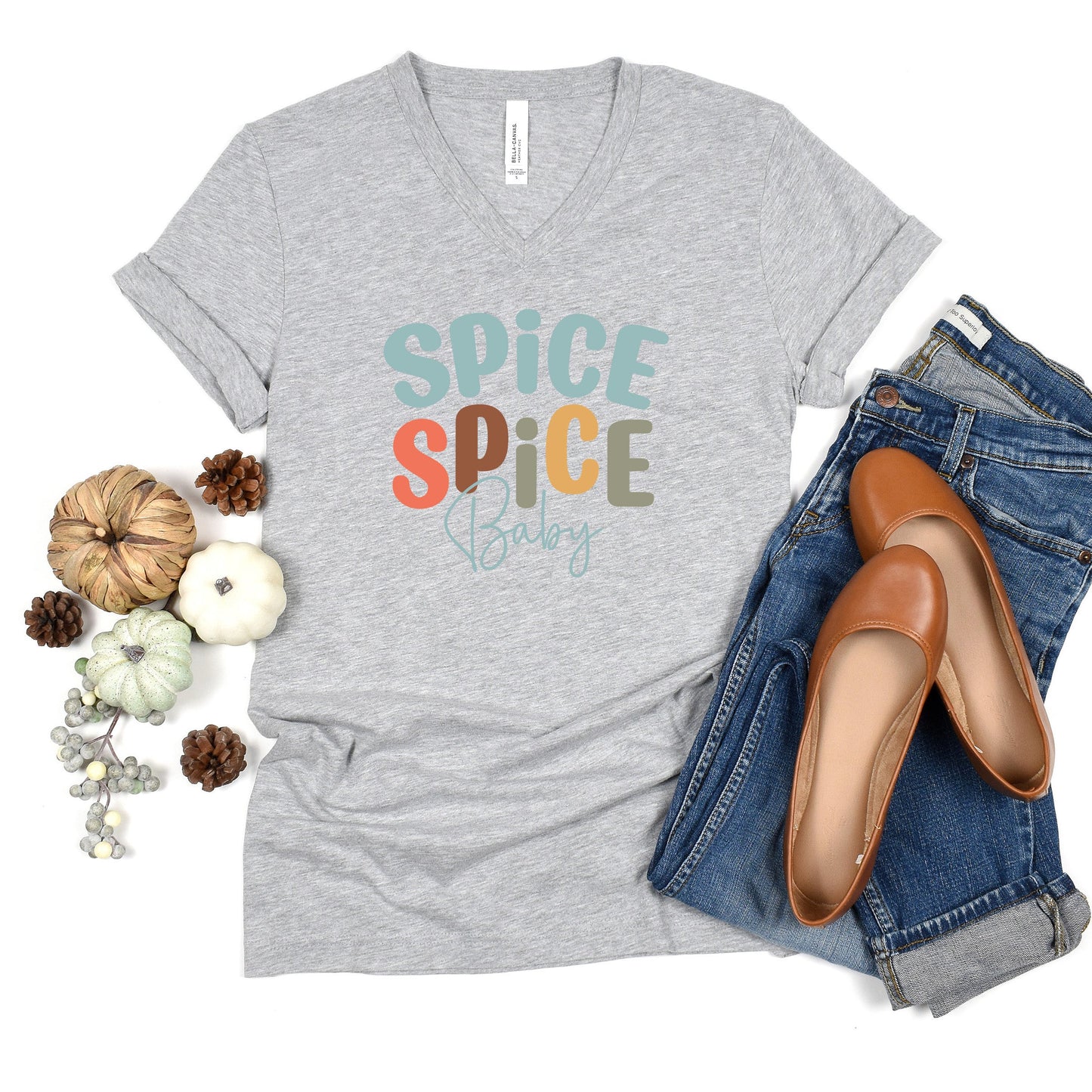 Spice Spice Baby Cursive | Short Sleeve V-Neck