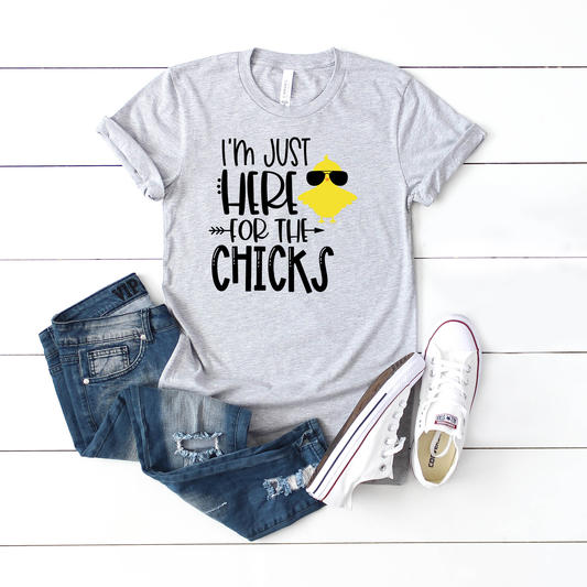 I'm Just Here For The Chicks -Kids | Short Sleeve Crew Neck