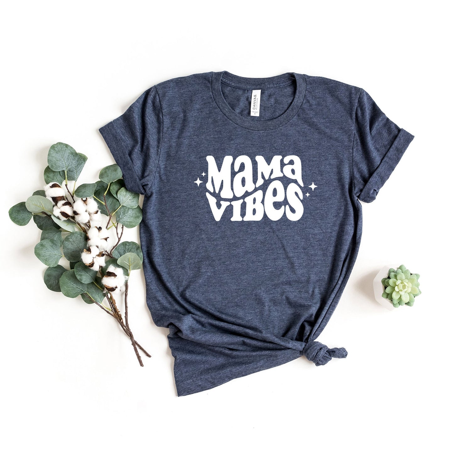 Mama Vibes Wavy | Short Sleeve Crew Neck