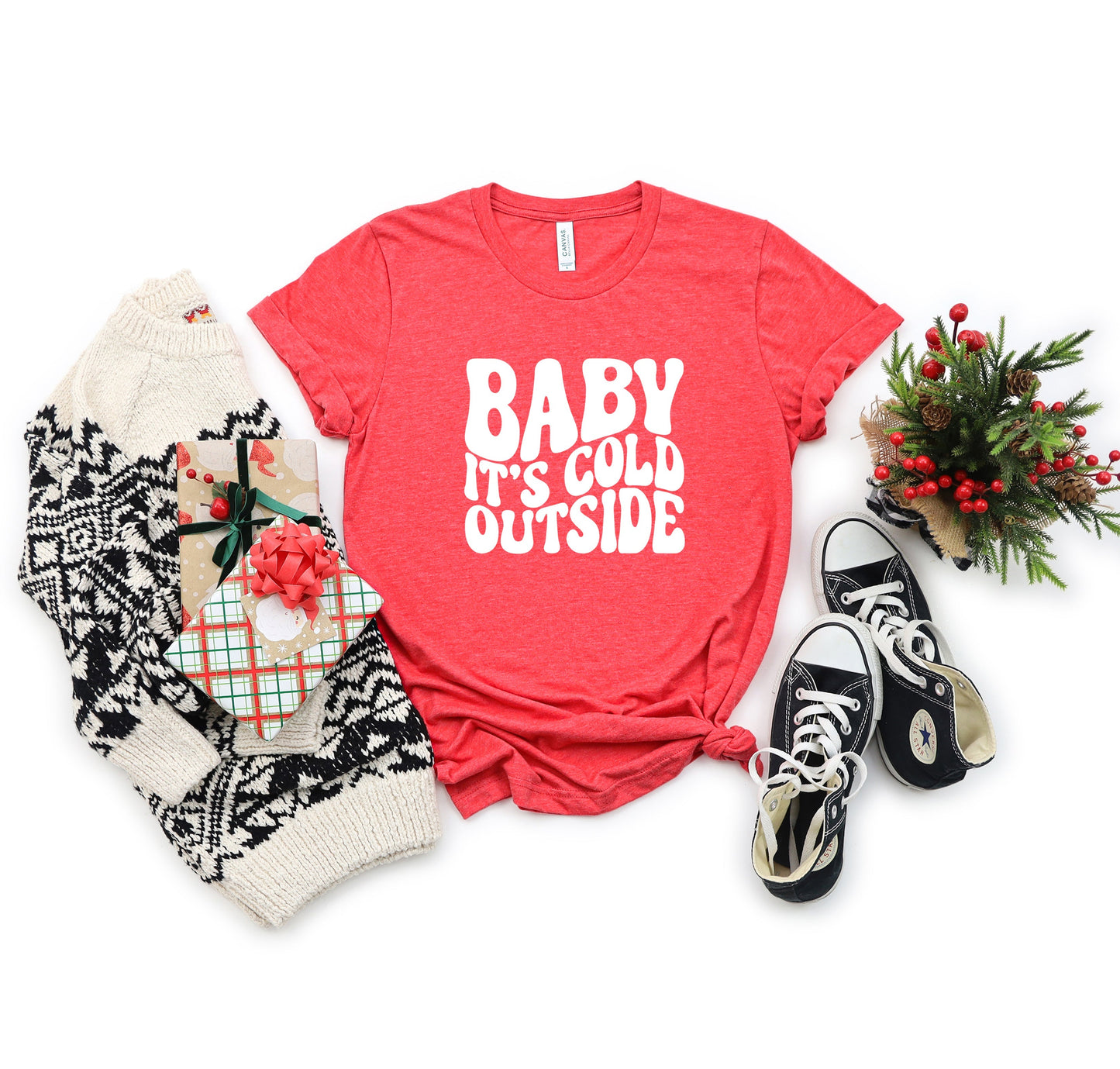 Baby It's Cold Outside Wavy | Short Sleeve Crew Neck