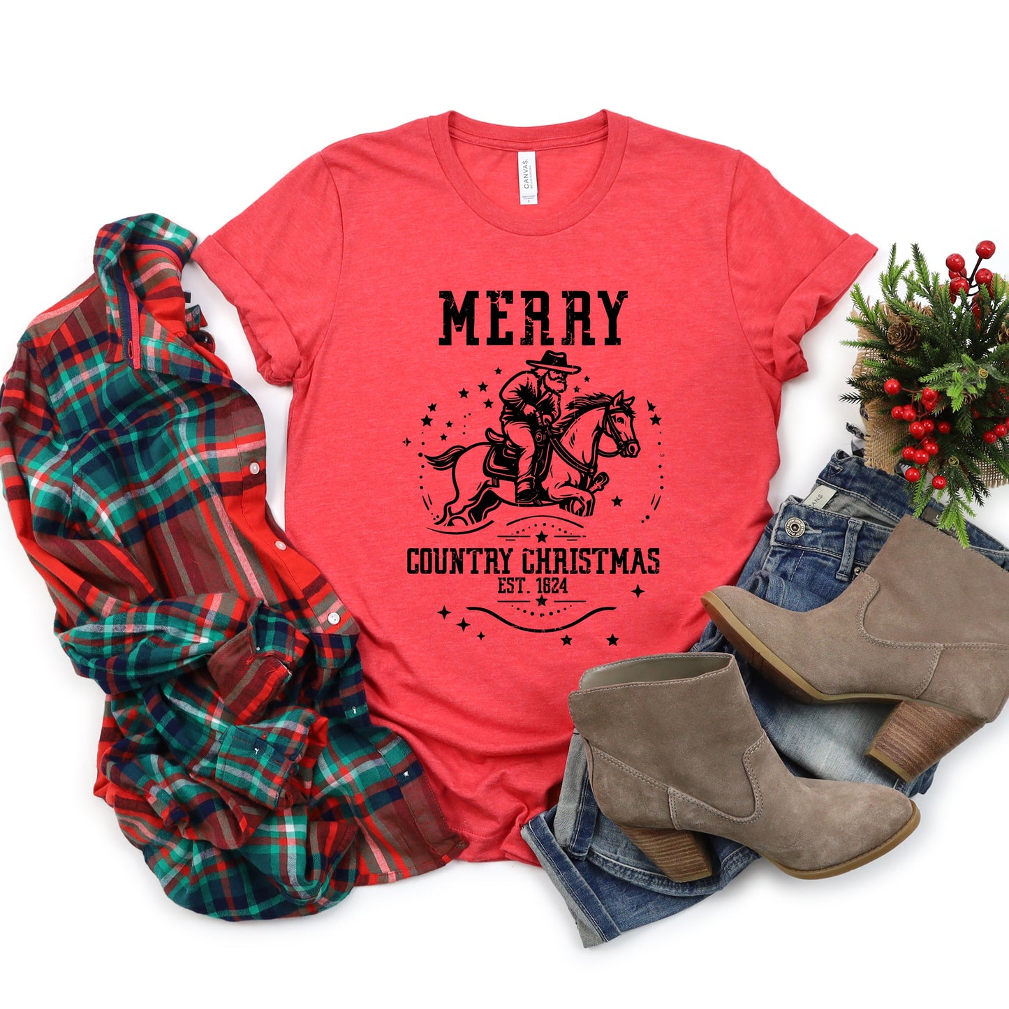 Merry Country Christmas | Short Sleeve Crew Neck