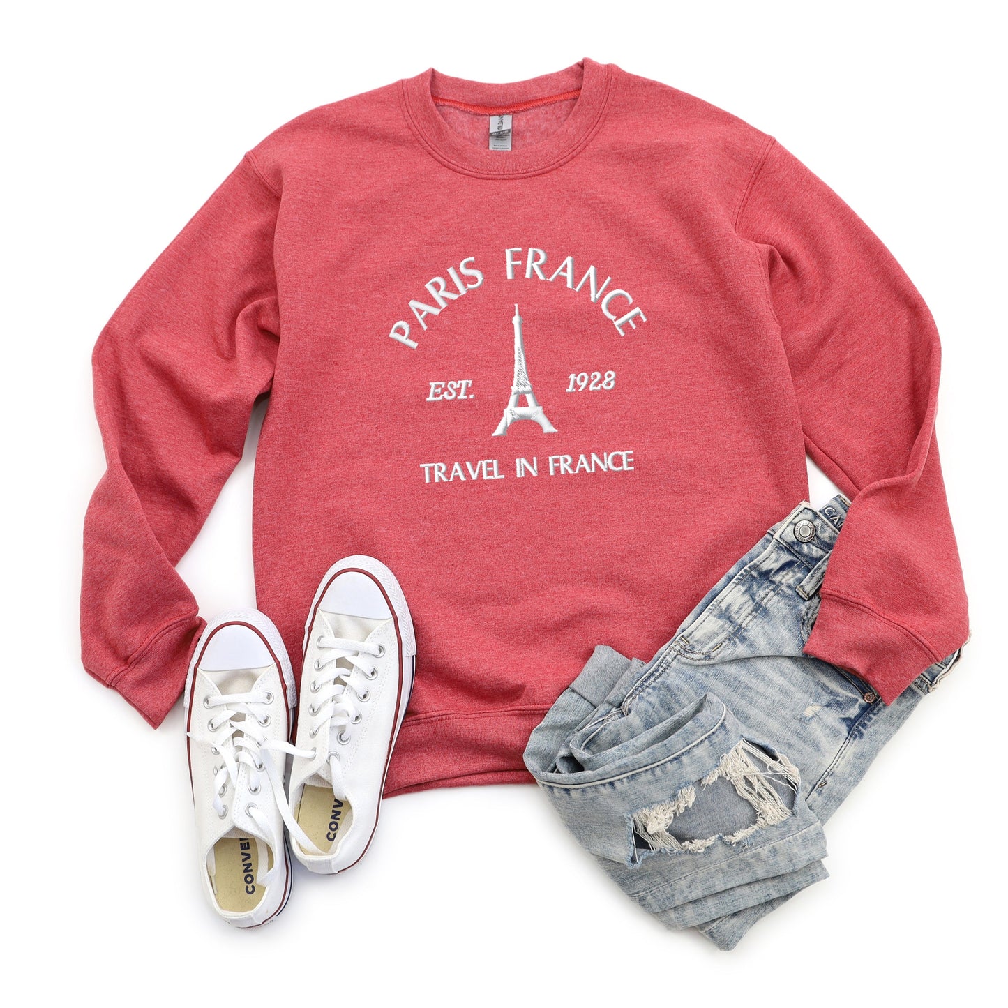 Embroidered Paris France | Sweatshirt