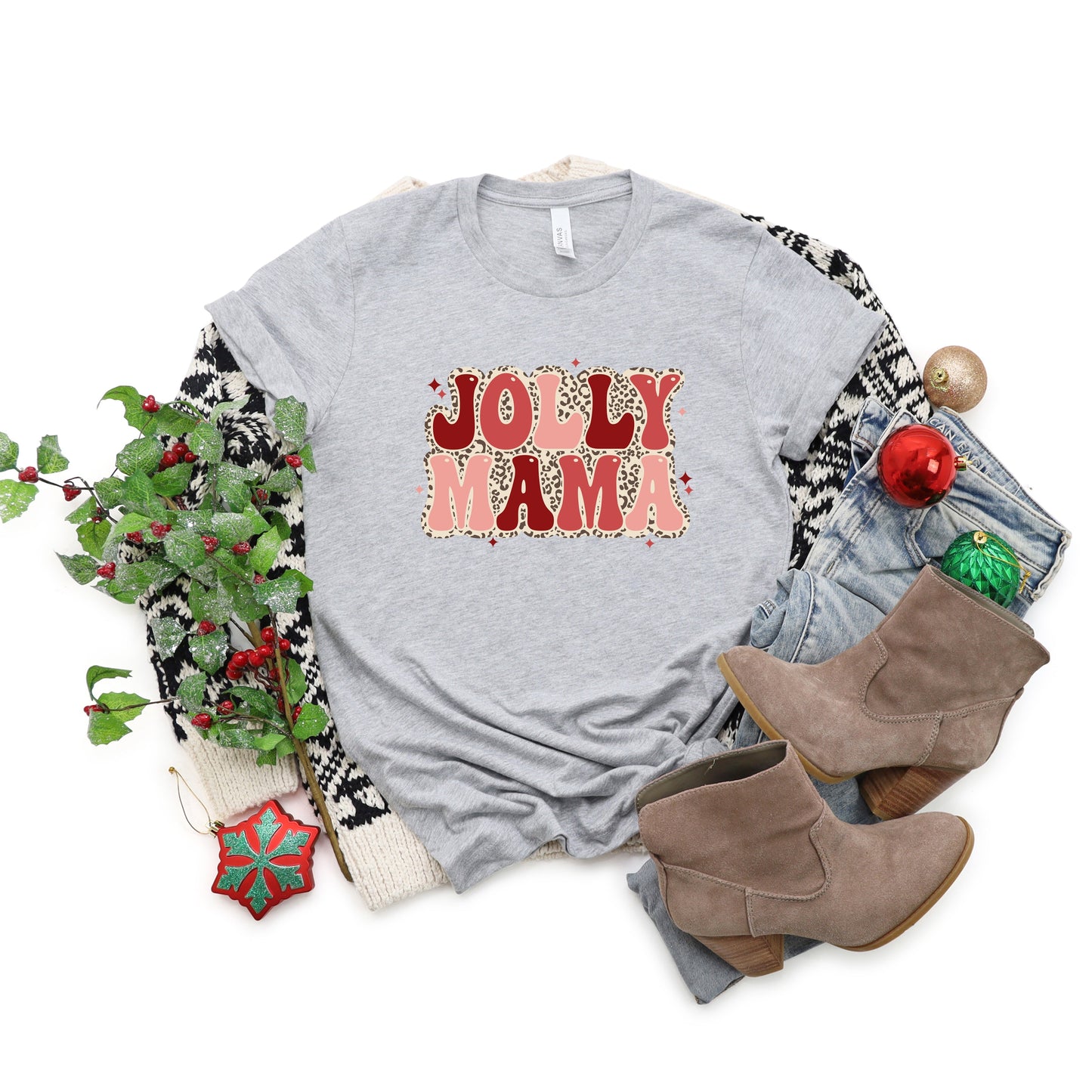 Jolly Mama Leopard | Short Sleeve Crew Neck