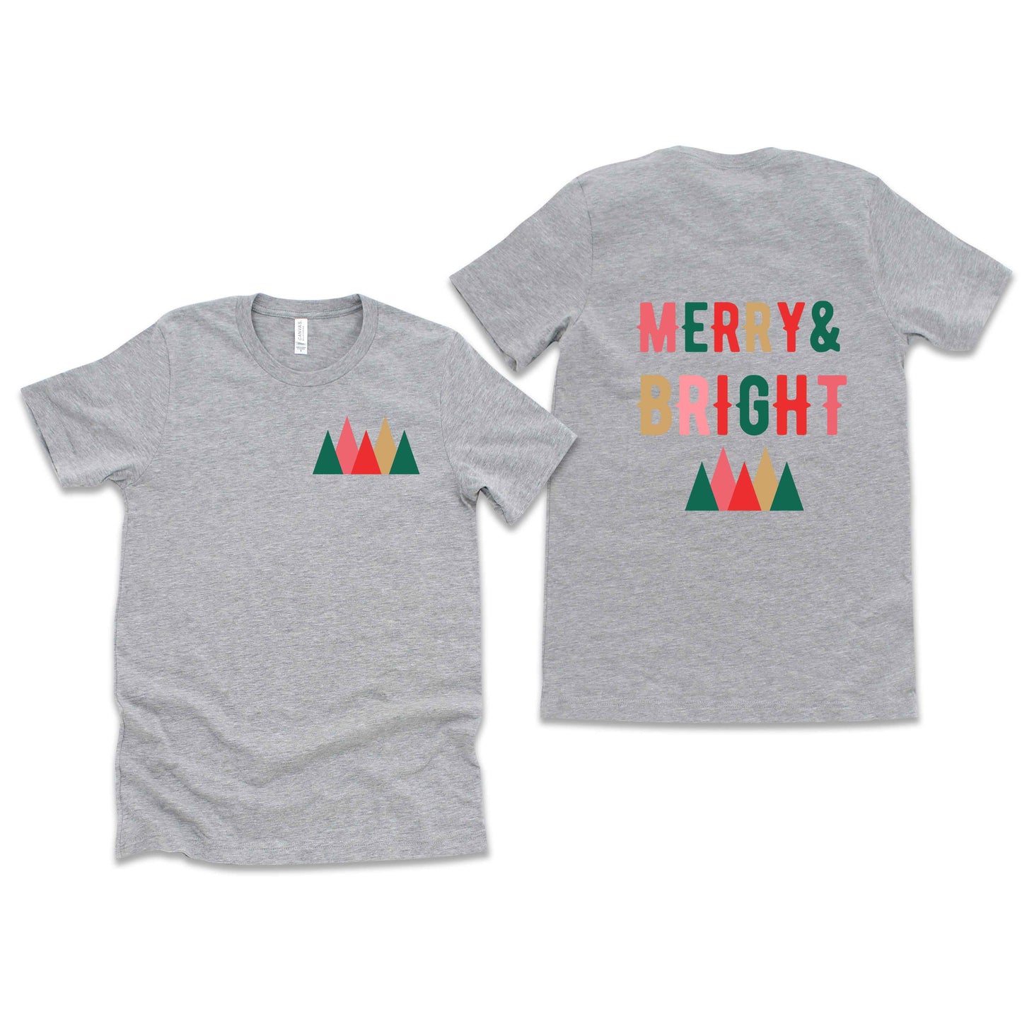 Merry And Bright Mountains | Short Sleeve Crew Neck | Front And Back Ink