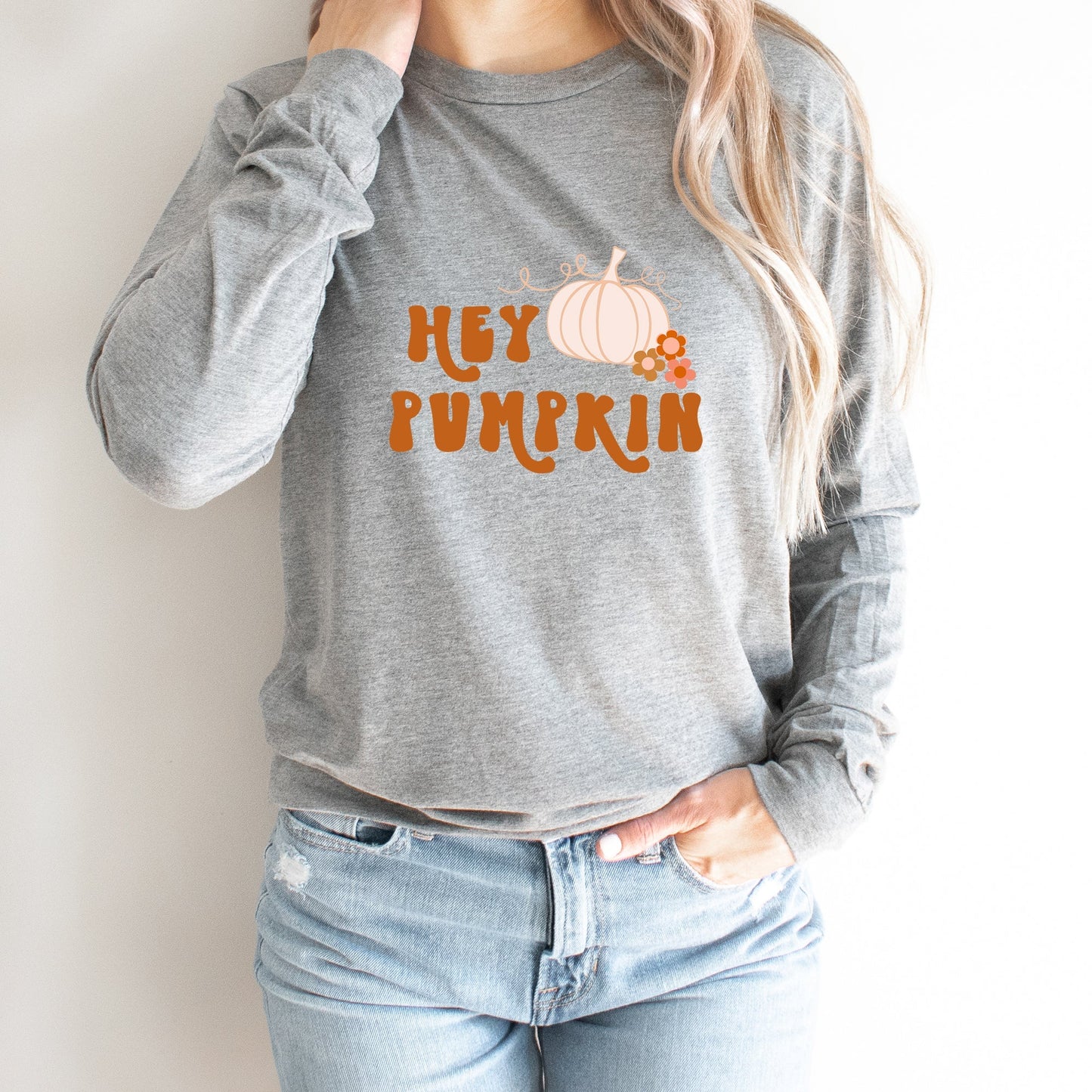 Hey Pumpkin Colorful | Long Sleeve Crew Neck