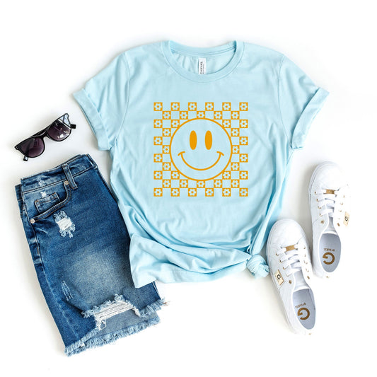 Mustard Smiley Flowers | Short Sleeve Crew Neck