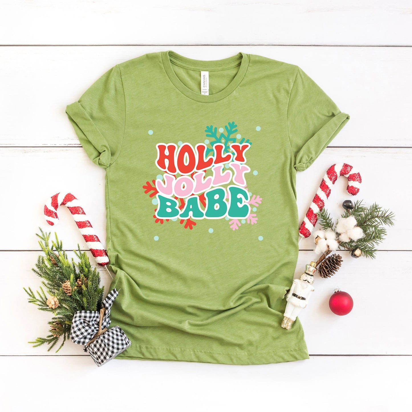 Holly Jolly Babe Snowflakes | Short Sleeve Crew Neck