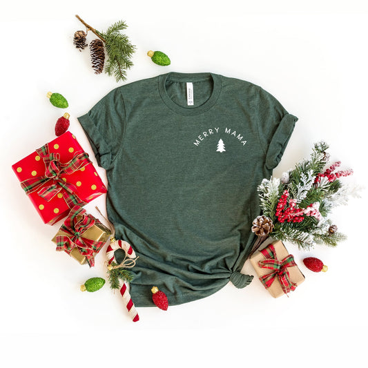 Merry Mama Mini Trees | Short Sleeve Crew Neck