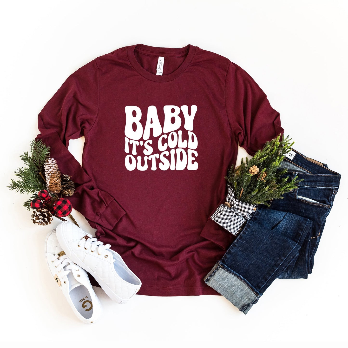 Baby It's Cold Outside Wavy | Long Sleeve Crew Neck