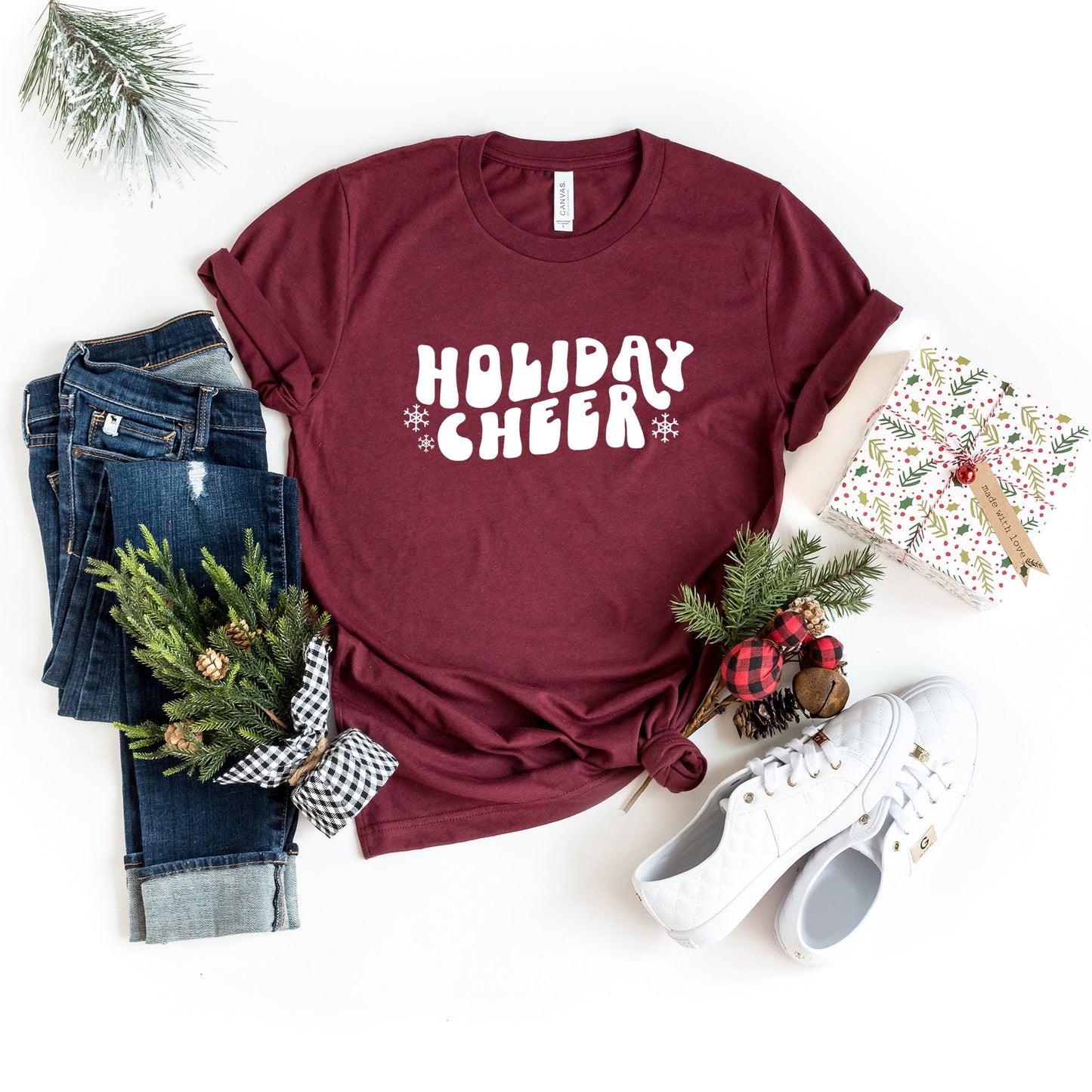 Holiday Cheer Wavy | Short Sleeve Crew Neck