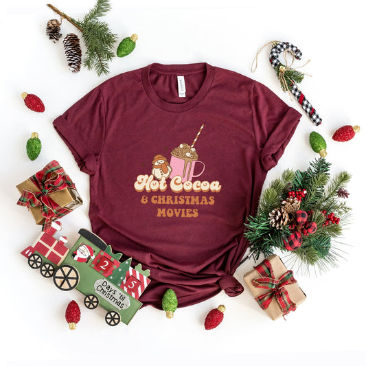 Hot Cocoa And Christmas Movies | Short Sleeve Crew Neck