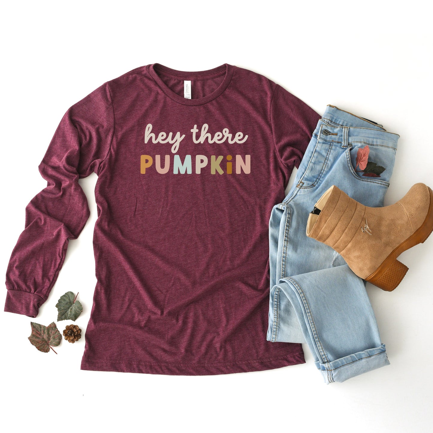 Hey There Pumpkin Colorful | Long Sleeve Crew Neck