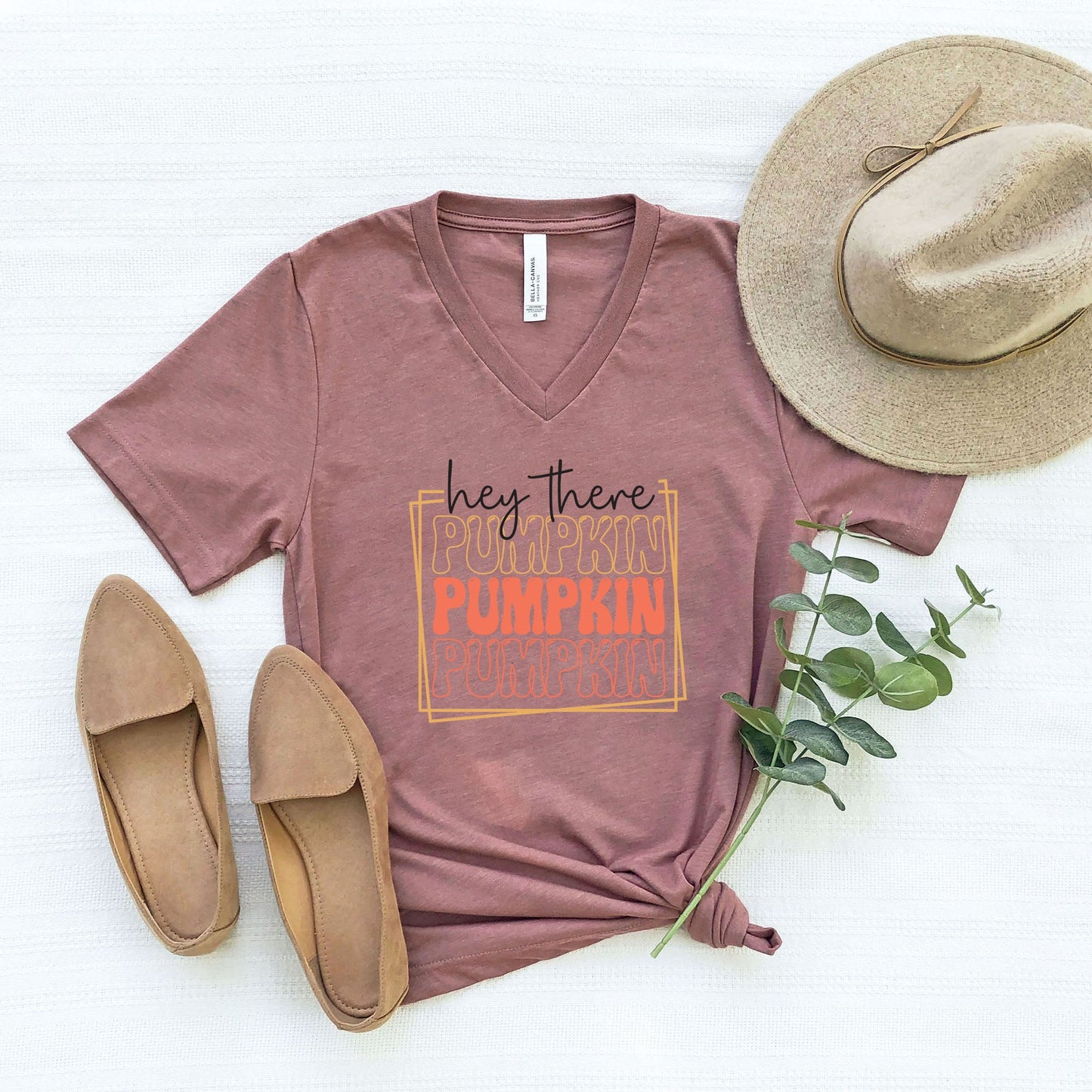 Hey There Pumpkin Stacked | Short Sleeve V-Neck