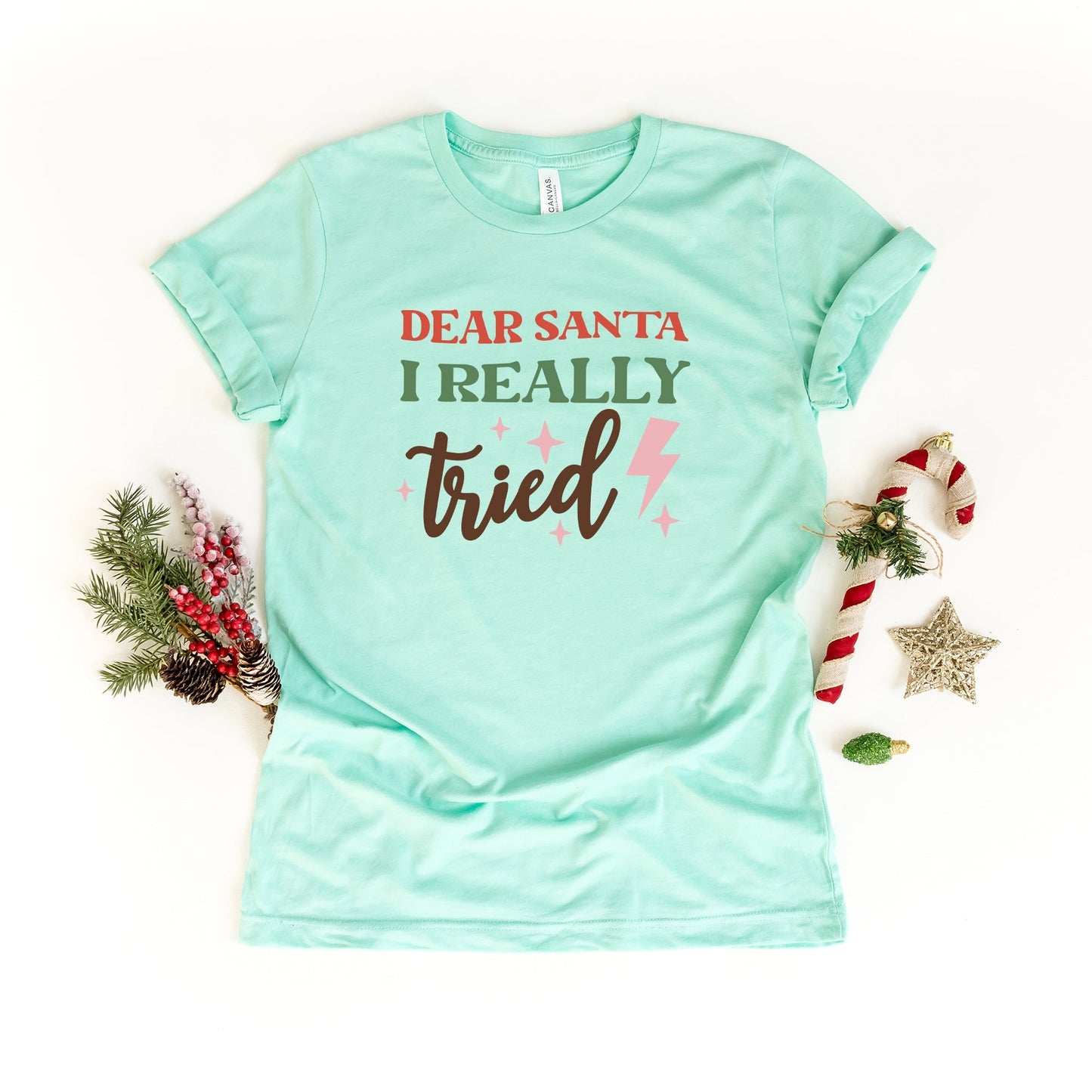 Dear Santa I Really Tried | Short Sleeve Crew Neck