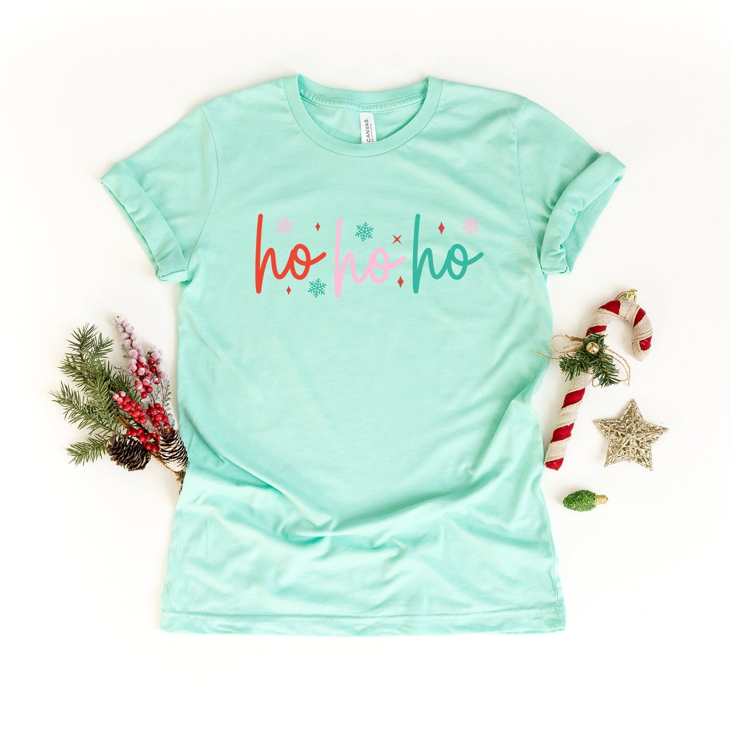 Ho Ho Ho Colorful | Short Sleeve Crew Neck