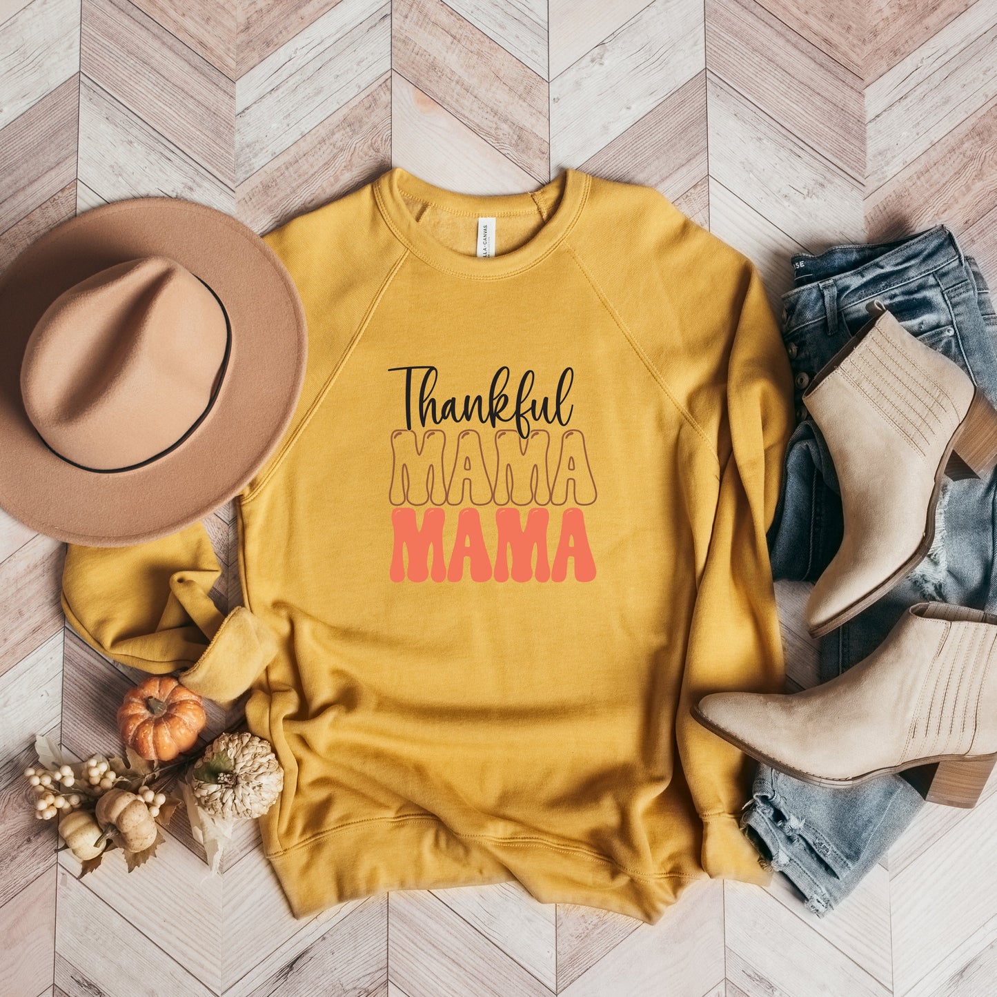 Thankful Mama Stacked | Bella Canvas Sweatshirt