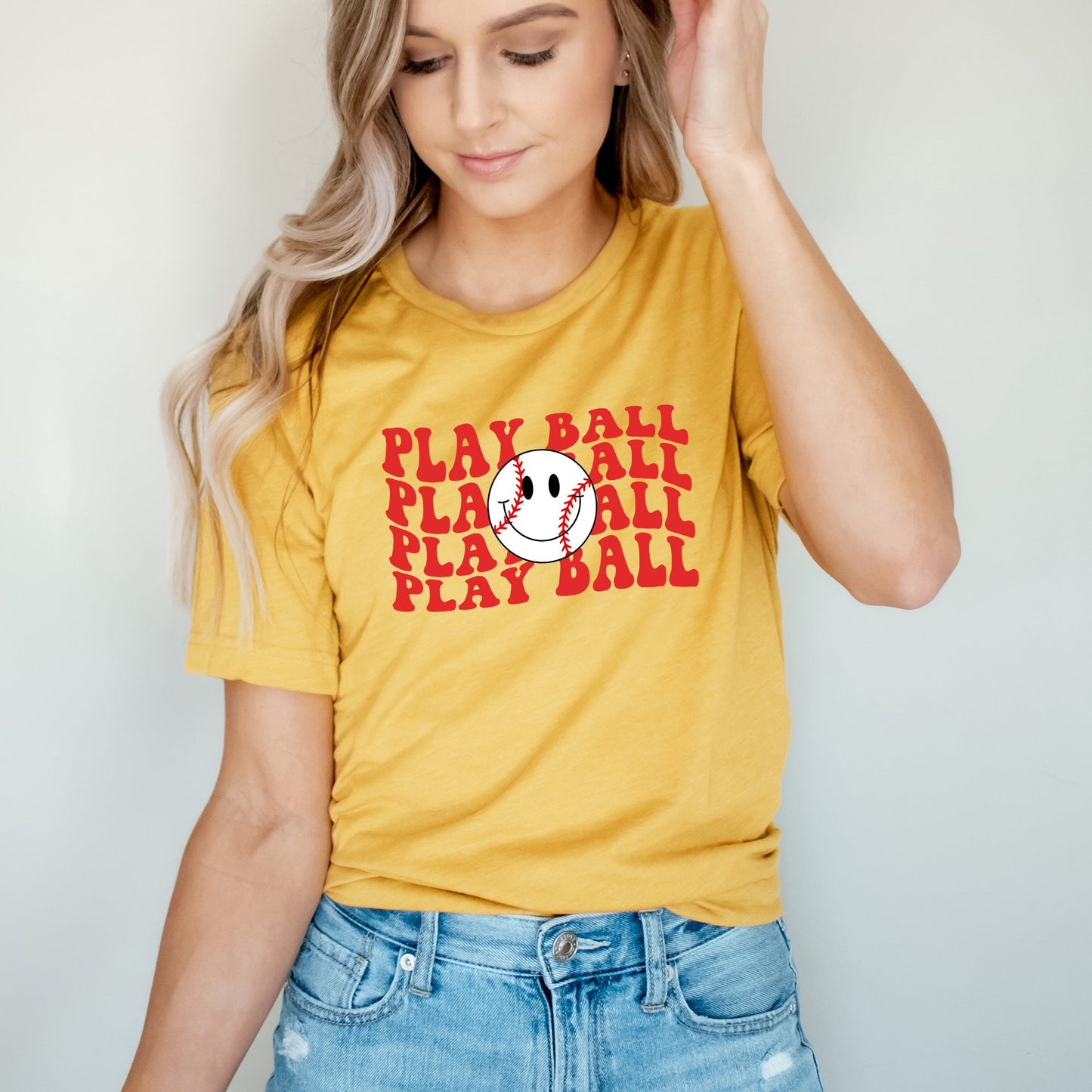 Play Ball Stacked Smiley Face | Short Sleeve Crew Neck