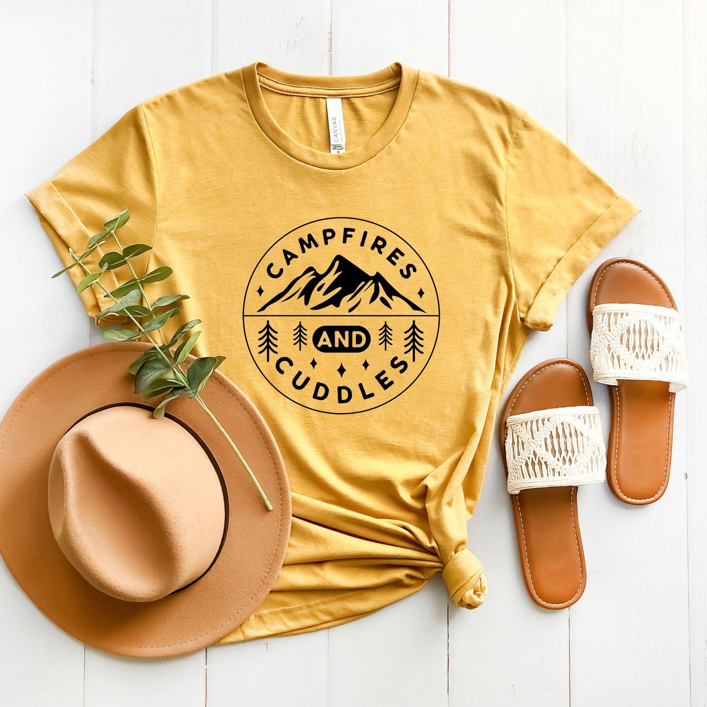 Campfire And Cuddles Circle Landscape | Short Sleeve Crew Neck