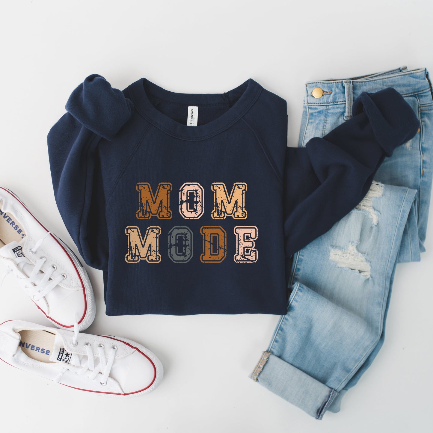 Colorful Mom Mode Stacked | Bella Canvas Sweatshirt