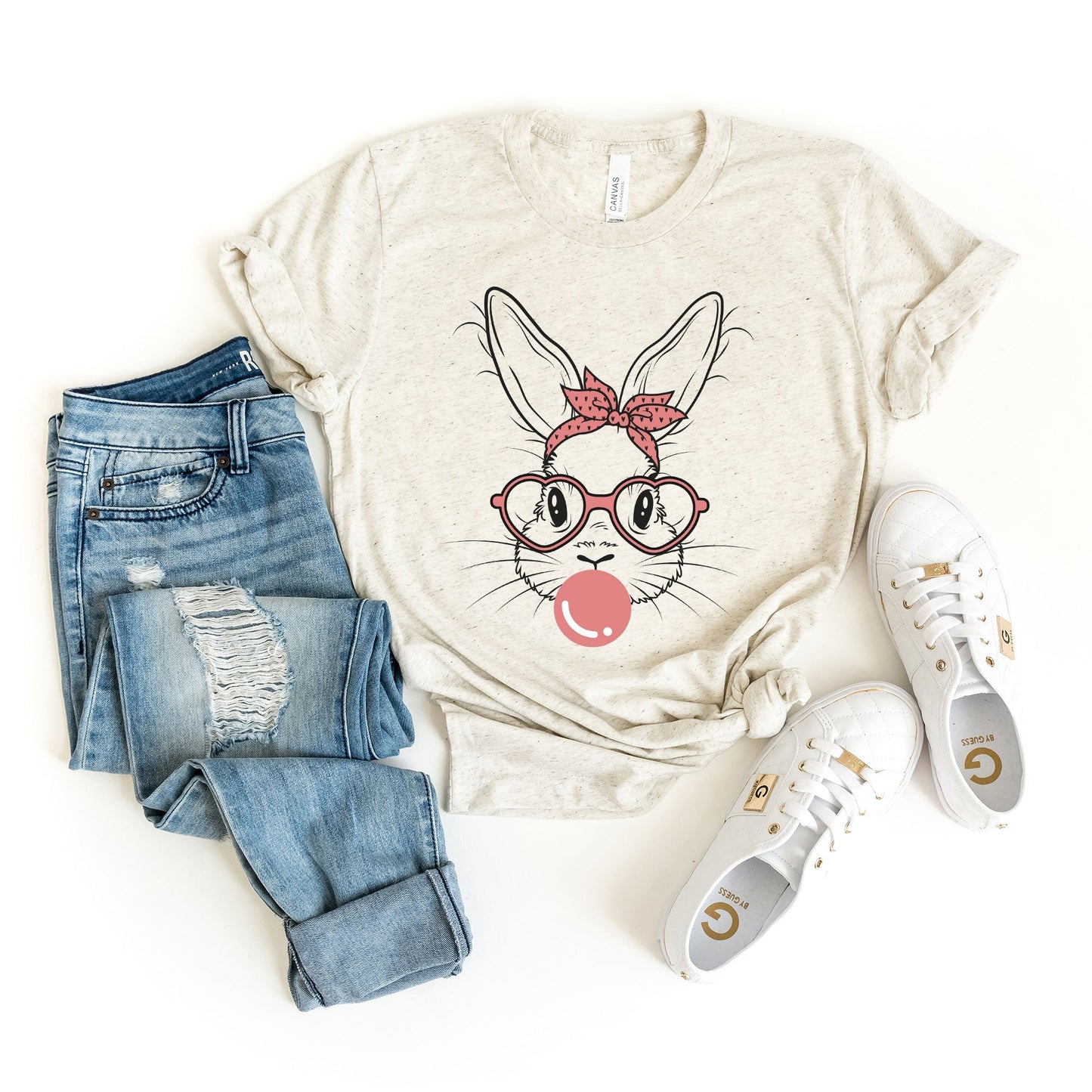 Easter Bunny With Bubble Gum | Short Sleeve Graphic Tee