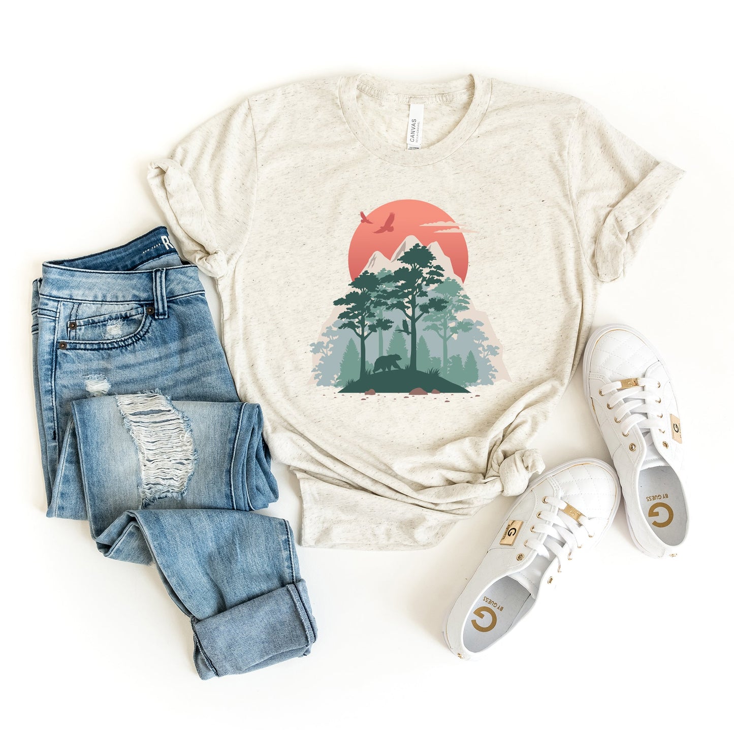 Bear In Forest | Short Sleeve Graphic Tee