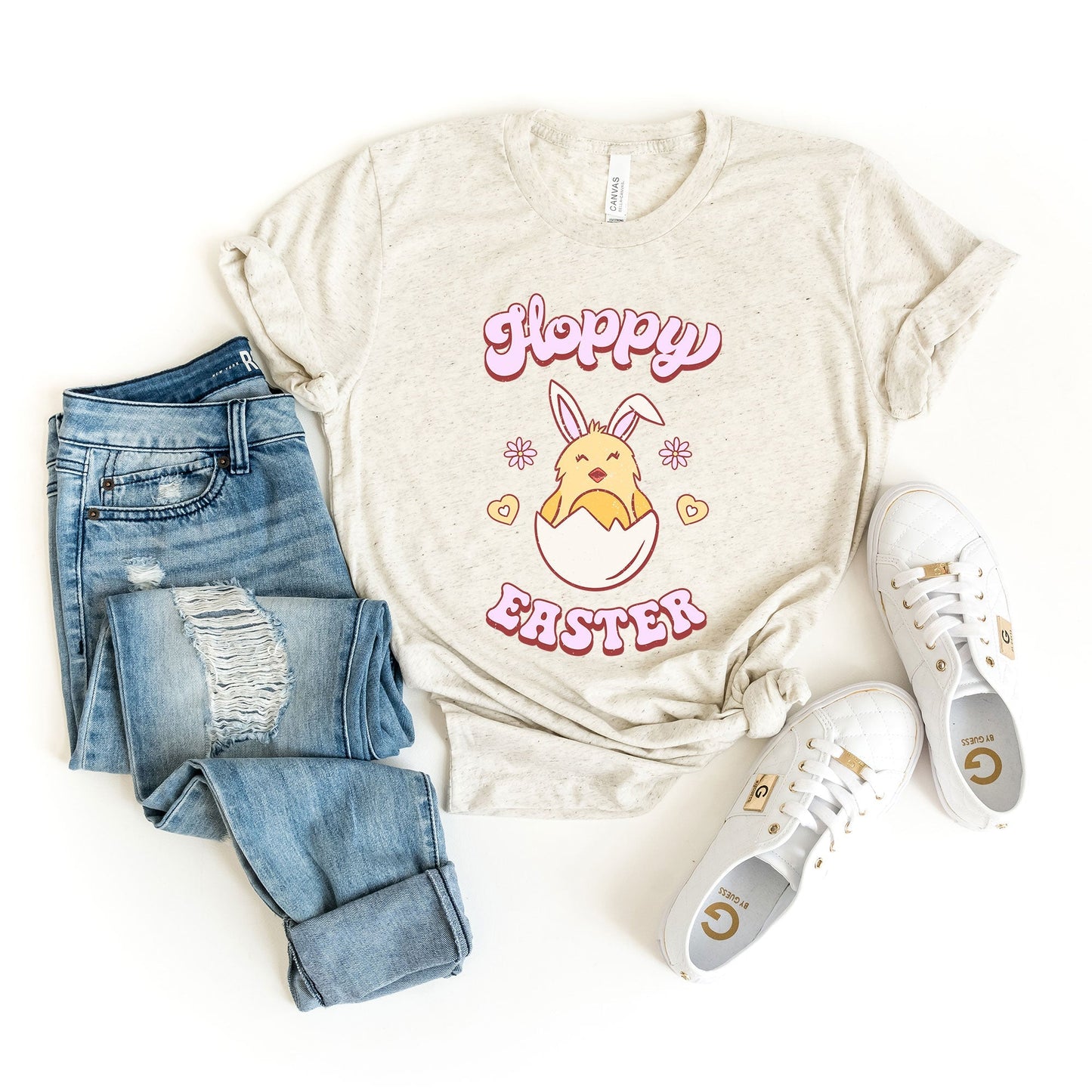 Hoppy Easter Chick Colorful | Short Sleeve Crew Neck