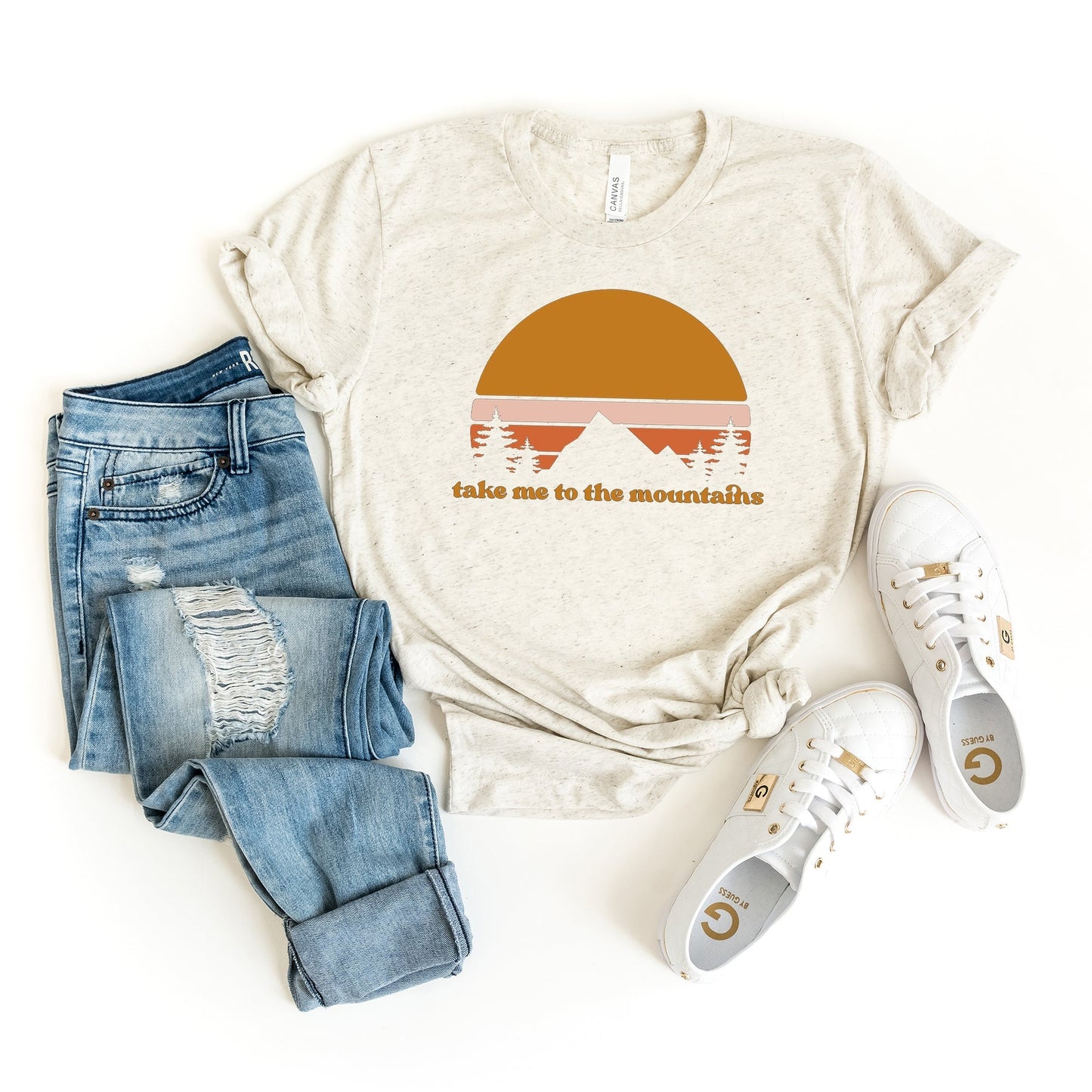 Take Me To The Mountains Sunset | Short Sleeve Crew Neck