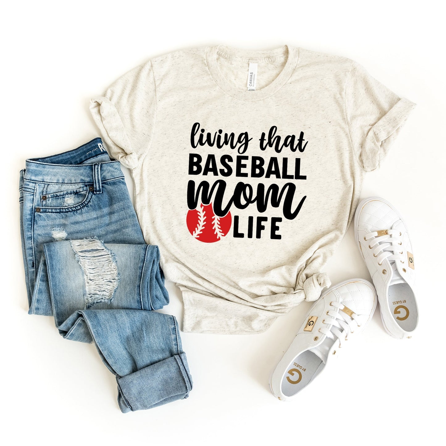 Living That Baseball Mom Life With Ball | Short Sleeve Crew Neck