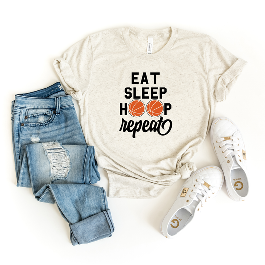 Eat Sleep Hoop Repeat | Short Sleeve Crew Neck