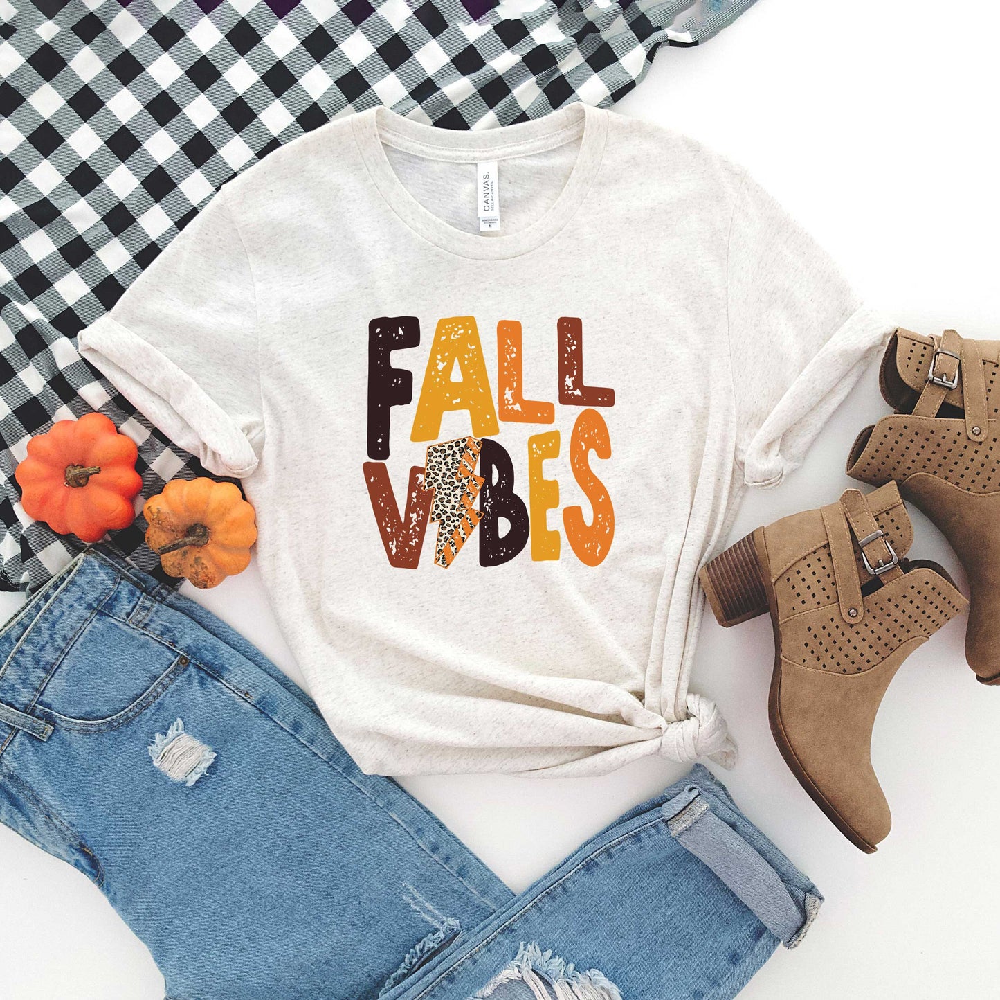 Fall Vibes Lightning Bolt | Short Sleeve Crew Neck
